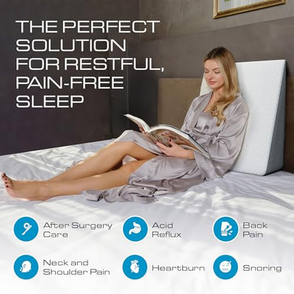 Kolbs Bed Wedge Pillow for Sleep Apnea, FSA Eligible Acid Reflux, and Back Pain Relief, with Chic Jacquard Cover - Headboard Wedges for Sleeping (Standard Width 7.5" Height) - size: Standard Width 7.5" Height