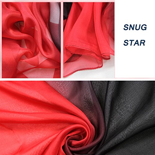 Cotton Silk Scarf Elegant Soft Wraps Color Shade Scarves for Women - color: Red