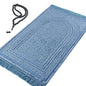 Modefa Luxury Velvet Prayer Rug with Prayer Beads | Soft Elegant Muslim Turkish Janamaz Sajada Carpet for Men and Women | Plain Solid Prayer Mat Ramadan Eid Gift - Najma (Najma Steel Blue) - color: Najma Steel Blue