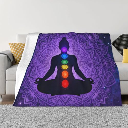 Cozy Fleece Blanket Flannel Throw Bed Blanket Compatible with Seven Chakra Yoga Meditation Lotus Purple Mandala for Couch Sofa Bed, All Season Fuzzy Blanket Warmer Decorative Blanket for Evening - color: Pattern (240), size: 80"x60"