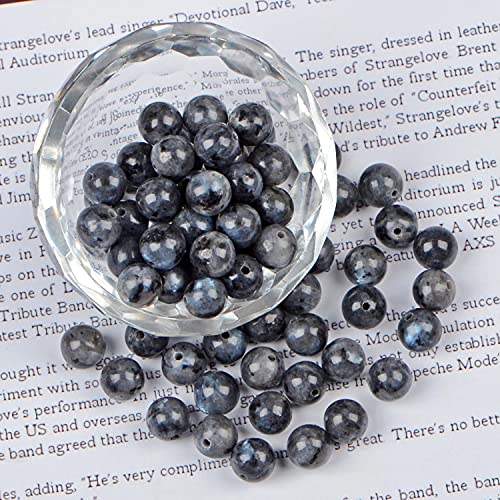 AD Beads 8mm Natural Round Loose Beads 110 Pieces, for Making 108 Mala Prayer Beads Necklace, Bracelet & Yoga Meditation, Jewelry Design （Black Larvikite） - color: Black Larvikite, size: 8mm-110pcs