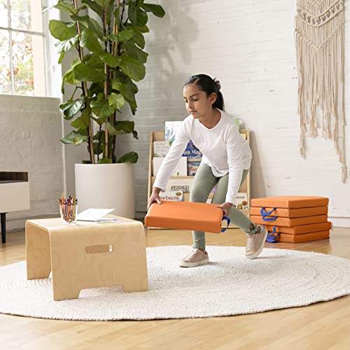ECR4Kids SoftZone Floor Cushions, Square, Flexible Seating, Orange, 6-Piece - color: Orange