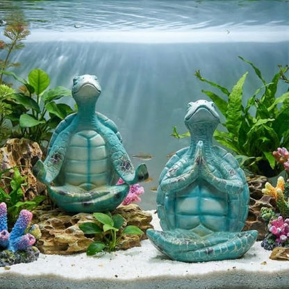 Sea Turtle Yoga Figurines – Zen Meditation Turtle Statues for Coastal Home Decor, Yoga Sea Turtles for Living Room, Bedroom, Bathroom, Zen Garden & Mindfulness Spaces