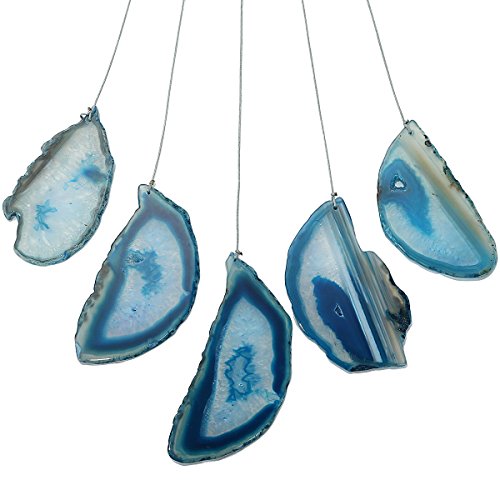 rockcloud Agate Slices Geode Wind Chime Home Garden Decoration Figurine - color: Deep Blue