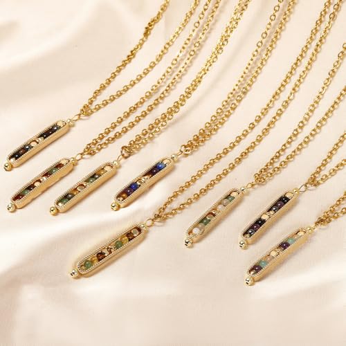 KZL Healing Crystals Necklace Spiritual Crystal Pendant Necklace for Women Men Reiki Natural Stones Beaded Stress Relief Anxiety Necklace Empath Protection New Beginnings Good Luck Gifts - style: Good Luck