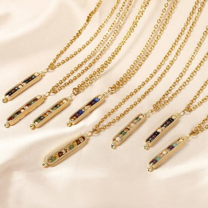KZL Healing Crystals Necklace Spiritual Crystal Pendant Necklace for Women Men Reiki Natural Stones Beaded Stress Relief Anxiety Necklace Empath Protection New Beginnings Good Luck Gifts - style: Good Luck