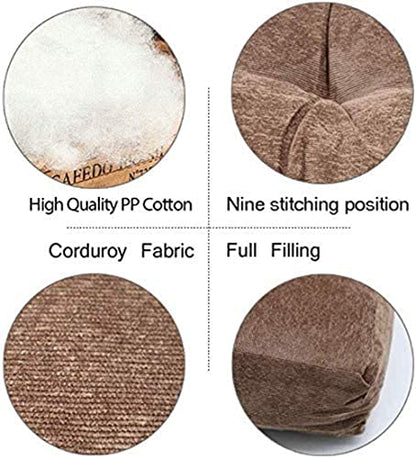 Solid Square Floor Pillow Pouf Thicken Pillow Seat Corduroy Chair Pad 22x22 inch Seat Cushion for Yoga Meditation Living Room Balcony Office (Brown)