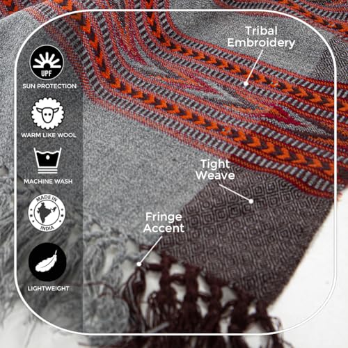Meditation Shawl – Unisex Prayer Wrap, Large Scarf & Yoga Blanket – Soft, Lightweight & Multipurpose - color: Light Grey