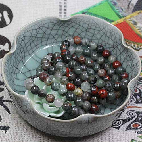 Amandastone Natural Gemstone 8mm Round Beads Stretch Bracelet 7 Inch - color: African Bloodstone