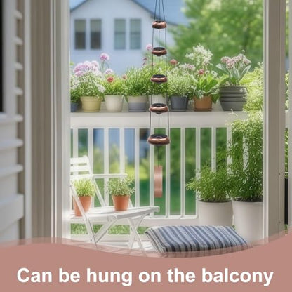 SumDirect Wind Chimes for Outside, Temple Windchimes with 5 Red Copper Bells, Feng Shui Decor for Patio Lawn Garden Home & Outdoor Art (Temples) - size: Temples