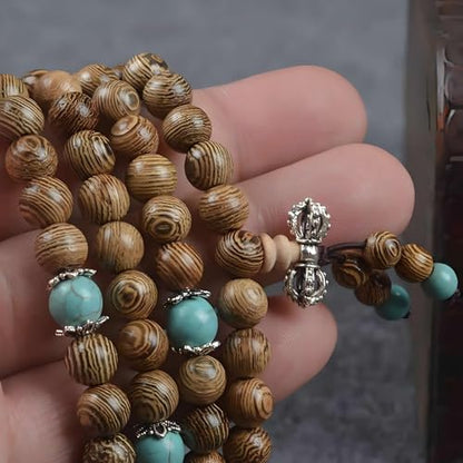 Zen Dear Unisex Natural Wenge Wood Mala Prayer Beads Necklace Bracelet Beads Meditation Buddhist Japa Rosary Mala Bead Yoga - style: 6mm 108 beads special