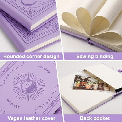 Blank Journal for Women Men, 192 Pages A5 Notebook Journal, Hardcover Notebook with 100Gsm Thick Pages, Leather Note Book for Writing, Travel, Business, Office, Prayer 5.7 x 8.3, Light Purple - color: Light Purple, style: Plain