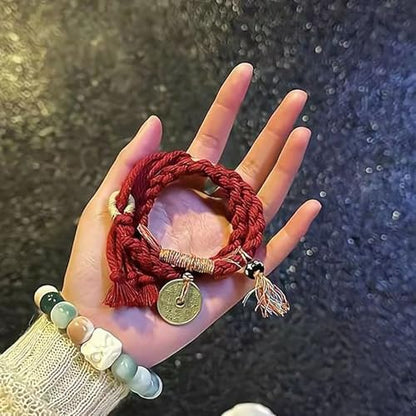Blessed Tibetan Handmade Lucky Bracelet: Adjustable Red String Bracelet for Protection, Kabbalah Friendship, Perfect Couples and Best Friend Bracelet, Bracelets for Mens Womens Amulet Gifts