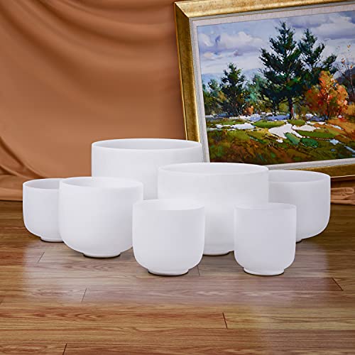 TOPFUND 6-12 inch Chakra Set of 7 Crystal Singing Bowls with Heavy Duty Carrying Case and Singing Bowl Mallets - color: Set of 7 Singing Bowls, size: 6-12 inch