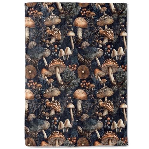 Vintage Mushroom Forest Fleece Blanket - 40x50in Woodland Retro Throw Blankets,Soft Cozy Lightweight, Ideal for Living Room Home Rustic Decor and Kids Women Girls Spring Gifts - color: Mushroom 01, size: 40x50 Inch