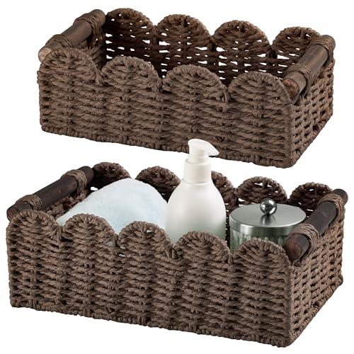 Storage Basket Wicker Baskets for Organizing Toilet Paper Storage Basket for Toilet Tank Top,Brown - color: Brown