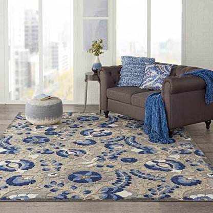 Nourison Home Aloha Natural Blue 7' x 10' Area Rug - Easy Clean, Non Shedding, Bed Room, Living Room, Dining Room, Kitchen (7' x 10') - color: Natural Blue, size: 7' x 10' (Rectangular)