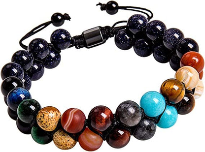 108 Mala Beads Necklace 7 Chakra Tree of Life Pendant Prayer Buddha Bracelets Healing Stone Yoga Men Women Jewelry - color: Eight Planets Star Beads-1