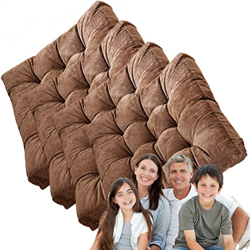 Square Meditation Pillow for Seating on Floor,Solid Thicken Futon Pillow Seat Floor Cushion for Yoga Corduroy Chair Pad (Coffee 55cm/22in(Set of 4)) - color: Coffee, size: 55cm/22in(Set of 4)