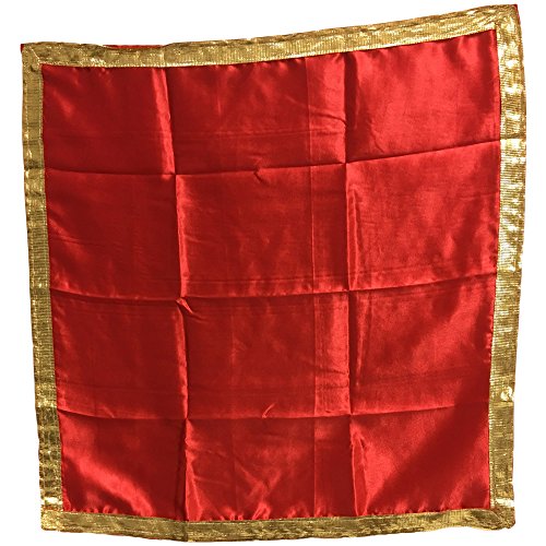 Indian Yoga Meditation Shimmer Sequin Silk Square Prayer Altar Cloth (25" x 25) (Red Solid) - color: Red Solid