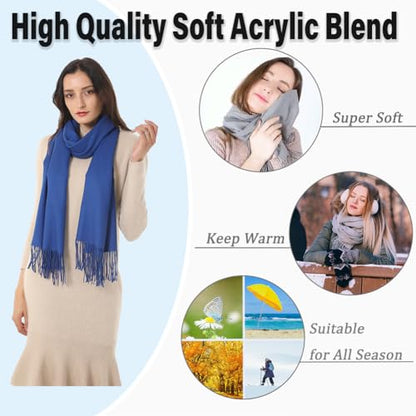 TwoYek Womens Scarf Pashmina Shawls and Wraps for Evening Dress Wedding Bridesmaid Gift - color: Blue