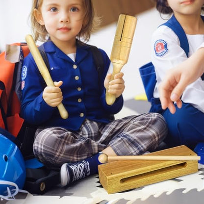 Portable Percussion Instrument Set – 5 Wooden & 5 Single Tone Blocks, 7.9 X 1.6 X 1.6 Inches, Ideal for Education & Gifting