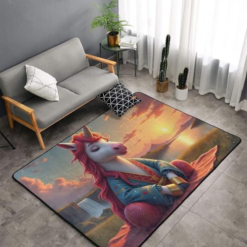 Magical Pink Meditation-A Print Area Rugs for Living Room Bedroom, Washable Soft 3x5 Throw Rugs Non Slip Carpet for Bedroom Decor Aesthetic 60x39 inches