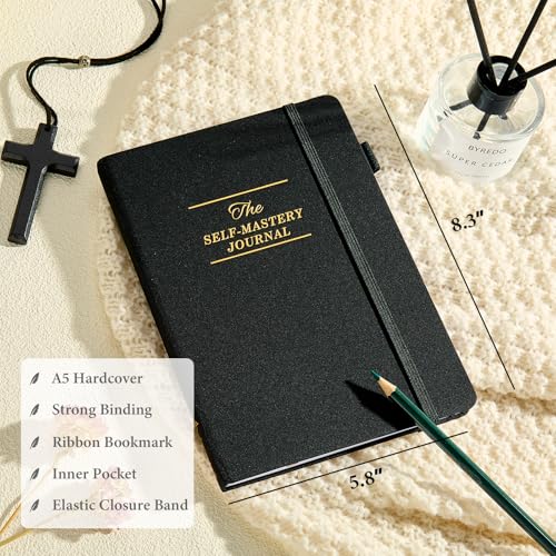 Self-Mastery Journal for Men - Gratitude Journal for Daily Reflection, Positivity and Self - Care and Reflection - Guided Manifestation Journals - Goal Journal for Women & Men(Black) - color: Black