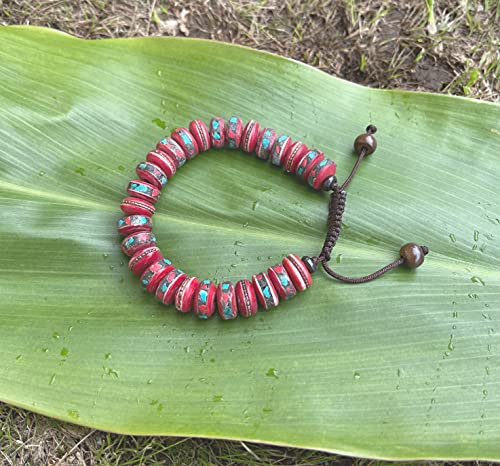 Handmade Tibetan Medicine Wrist Mala Bracelet – Buddhist Meditation Prayer Beads Healing Mala - style: Red Healing medicine bracelet
