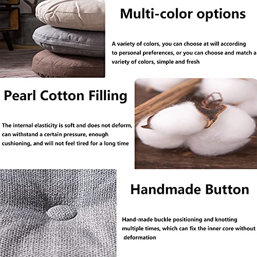 Round Yoga Seat Cushion Thicken Tufted Floor Pillow Cotton Linen Pumpkin Corduroy Meditation Cushion for Yoga Living Room Balcony Tatami-White 40x40cm(16x16inch)
