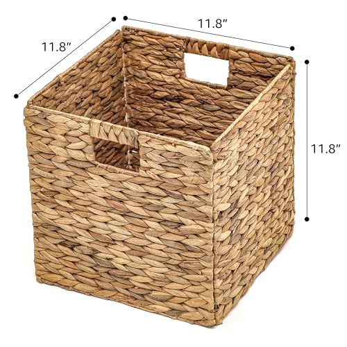 Trademark Innovations Foldable Hyacinth Storage Baskets with Iron Wire Frame (Set of 4)