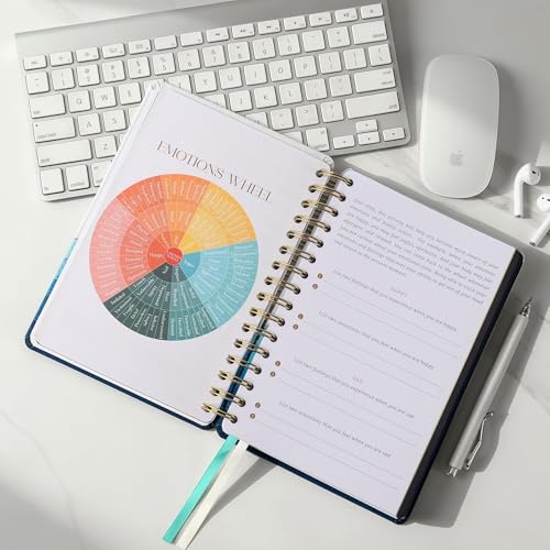 90-Day Guided Mental Health Journal for Anxiety, Mindfulness & Emotional Wellness – Daily Prompts for Self-Care, Self-Reflection, Calm, Stress Relief & Inner Strength (5.9" x 8.7" Spiral Bound) - color: Turquoise, Blue, White