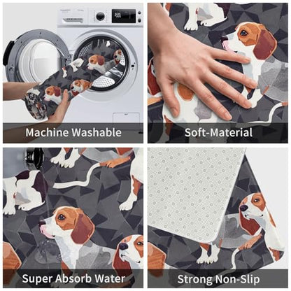 Beagle Patterns Printed Flannel Non - Slip Floor Mat 16x24in - Soft Plush Microfiber Rug for Every Indoor Space - color: Beagle Patterns