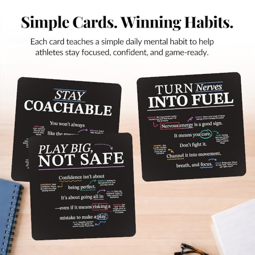 Athlete Motivation Cards – 52 Athlete Mindset Cards for Confidence, Mental Toughness & Discipline – Daily Motivation for Athletes & Coaches – Includes Wooden Display Stand - style: Athlete Mindset