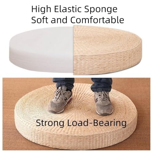Yoga Mat, Meditation Cushion, Japanese Round Pad, Hand Woven Straw Seat Cushion, Floor Pillow for Tea Ceremony, Meditation and Yoga(3.9 * 23.6in)