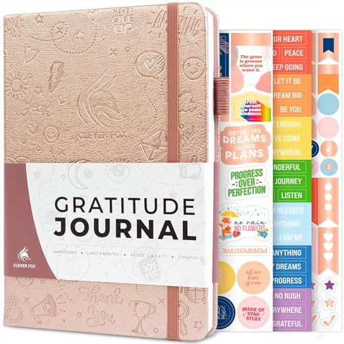Clever Fox Gratitude Journal – Happiness, Positivity & Affirmation Daily Journal – Inspirational Daily Notebook – 3 Months, A5 (Rose Gold) - color: Rose Gold, size: A5 (5.8″ x 8.3″)