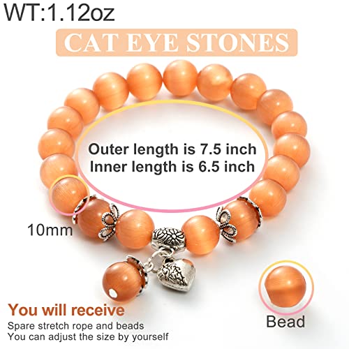 Natural Stretch Gemstone Bracelet Healing Stone Beaded Bracelets for Women Men Gifts (Unisex) - color: Champagne