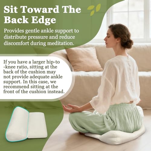Meditation Cushion for Sitting on Floor Yoga Bolster Meditation Pillow Foldable and Multifunctional Floor Seat Cushions Ergonomics Tailbone Support Mat - Organic Cotton Cover