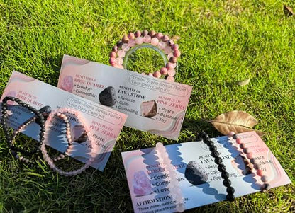 4mm 6mm 8mm Healing Crystal Bracelets for Women Men Natural Stone Beaded Stretch Bracelet Handmade Gemstone Reiki Spiritual Jewelry Gifts - color: Rose Quartz+Lava+Pink Zebra-Stress Relief, size: 4mm