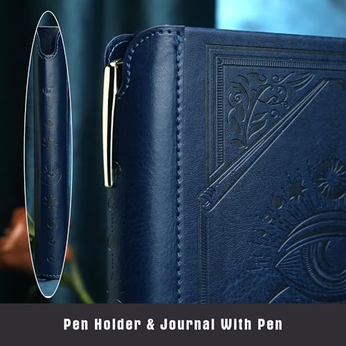 TIEFOSSI Lined Journal Notebook for Women Men, Leather Journal with Pen, A5 Evil Eye Hardcover Notebook for Work, Journaling, Travel & School, 100 GSM Thick Paper, 320 Numbered Pages, 6.2 x 8.3 in - color: Navy