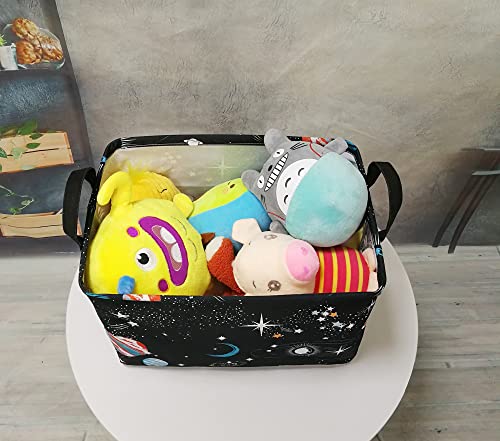 Storage Basket Home Shelf Basket Kids Organizer Box Clothes Laundry Hamper Nursery Bin Gift Laundry Basket with Handles for Home (Black Planet) - color: Black Planet
