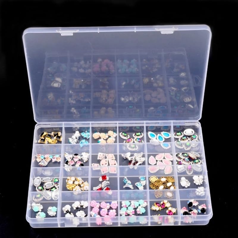 24 Grids Clear Plastic Organizer Box with Adjustable Dividers, Small Craft Organizers and Storage, Clear Compartment Container Storage for Jewelry, bead, DIY Crafts, Fishing Tackles, Small Parts