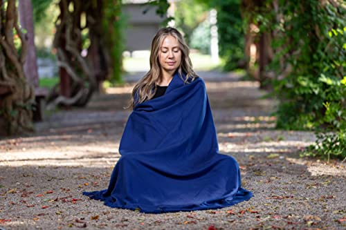 Meditation Shawl or Meditation Blanket, Shawl/Wrap, Oversize Scarf/Stole. Large. Unisex. - color: Navy Blue