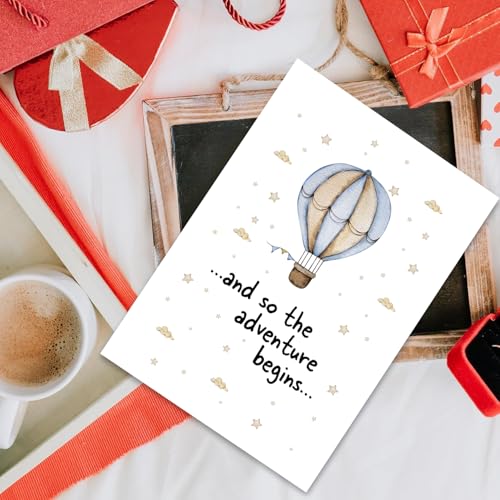 Hot Air Balloon Adventure Baby Shower Card - New Baby Cards, Babys Shower Congratulations Cards - Funny New Born Card for Pregnant Couple, Parents - color: #1