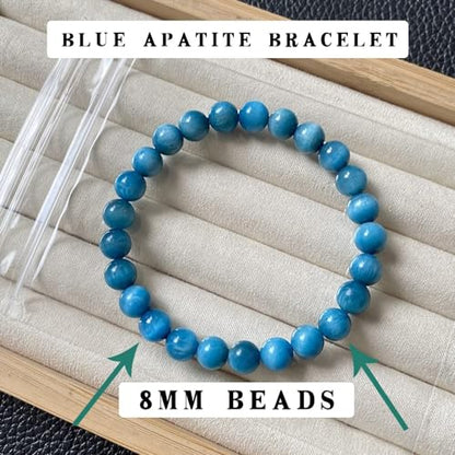 Single-pack of pure gemstone bracelets… - color: 8MM-Blue-Apatite