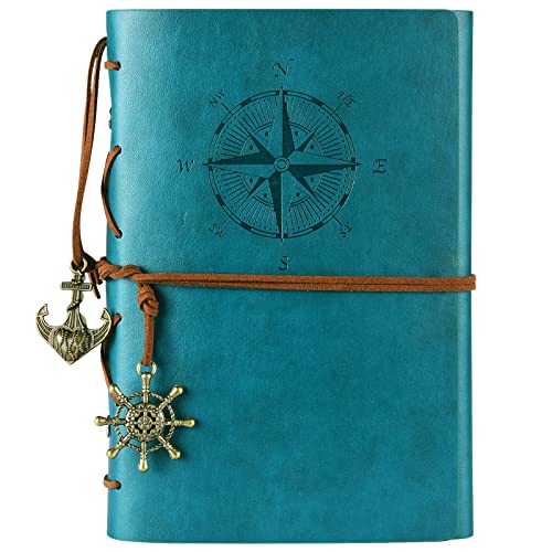 MALEDEN Leather Writing Journal Notebook, Classic Spiral Bound Notebook Refillable Diary Sketchbook Gifts with Unlined Travel Journals to Write in for Girls and Boys (Sky Blue) - color: Sky Blue