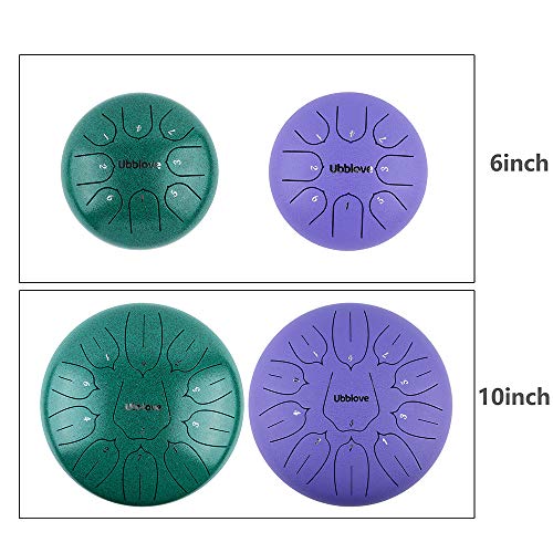 Steel Tongue Drum for Kids: 8 Notes 6 Inches Key of C Metal Steel Drums Instrument with Bag for Meditation, Yoga, musical education, zen tone (Green) - color: Green