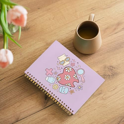 WUCHJ Dental Gifts Notebook,Purple Dental Hygienist Assistant Journal, Retro Pink Floral Tooth Spiral Notebook Journal for Note Taking, Dentist Office Supplies, 5.5x8.3 Inch - color: Purple teeth hearts