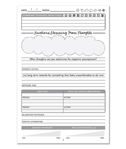 BookFactory Anxiety Journal/Self Care Routine Tracking/Track Stress & Anxiety Triggers - 100 Pages, Soft Touch Laminate Hardbound, 6'' x 9'' (Made in USA) - style: Anxiety Laminate Hardbound