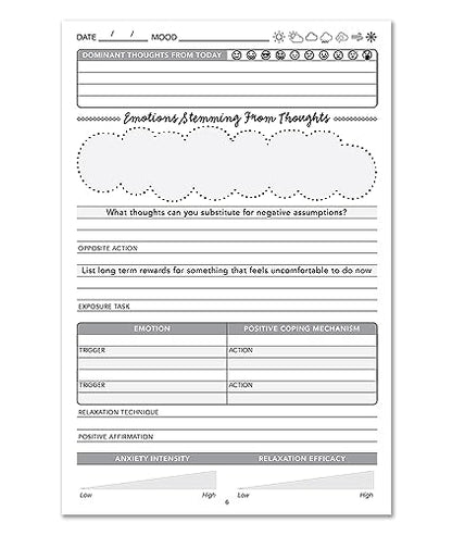 BookFactory Anxiety Journal/Self Care Routine Tracking/Track Stress & Anxiety Triggers - 100 Pages, Soft Touch Laminate Hardbound, 6'' x 9'' (Made in USA) - style: Anxiety Laminate Hardbound